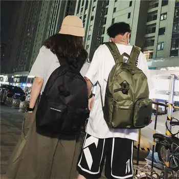 

Fashion Women Backpack Solid Waterproof Nylon Casual School Large Capacity Couple Bags Shoulder Bag Travel Backpack mochila