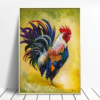 

HD Print Abstract Rooster Watercolor Canvas Painting Wall Picture Art Animal Poster and Print Cuadros Home Decor for Living Room