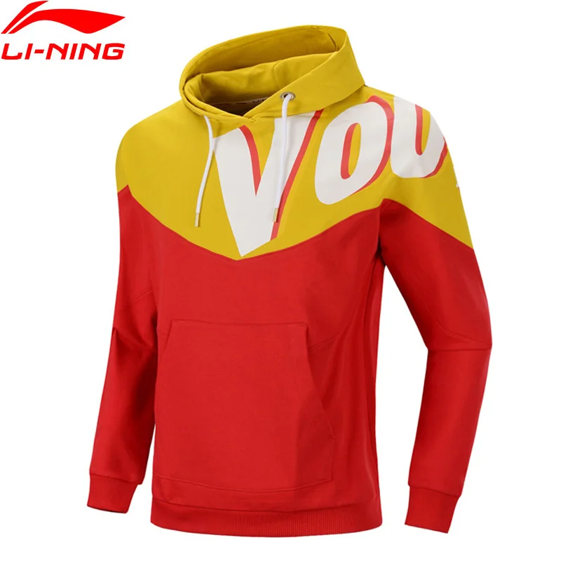 (Код обрыва) Li Ning унисекс трендовая спортивная толстовка ретро Свободный 100%