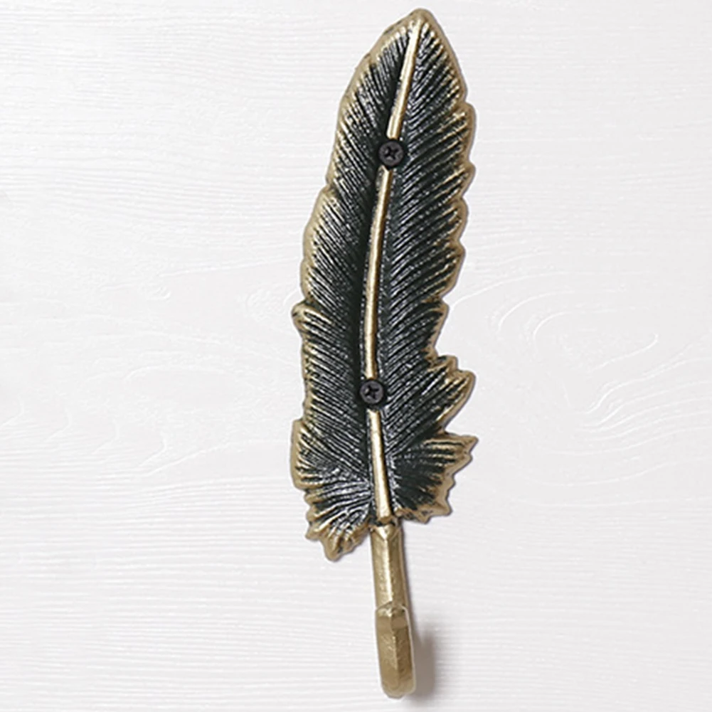 Decorative Hallway Easy Install Hook Bathroom Feather Shape Home Wall Mounted Antique Iron Structure Behind Door Rustproof