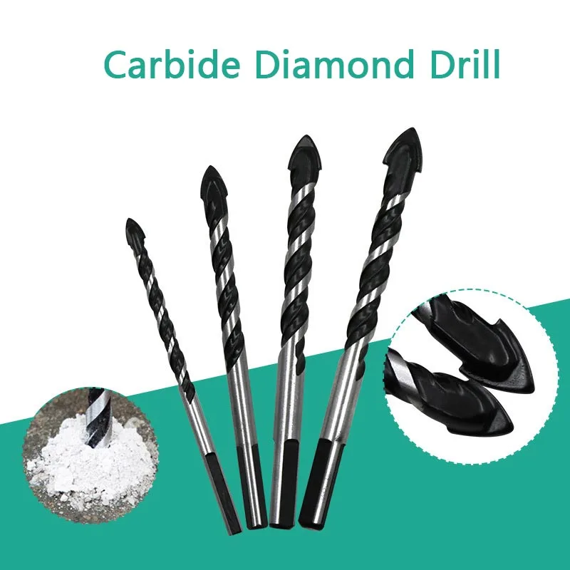 3-12mm Tungsten Steel Metal Alloy Triangle Drill Bits for Ceramic Wall Glass Concrete Hole Opener  Black Cutter Nail Metal Drill 3 12mm threaded triangle tungsten steel wall tile concrete drilling bit household marble overlord drill hand electric drill