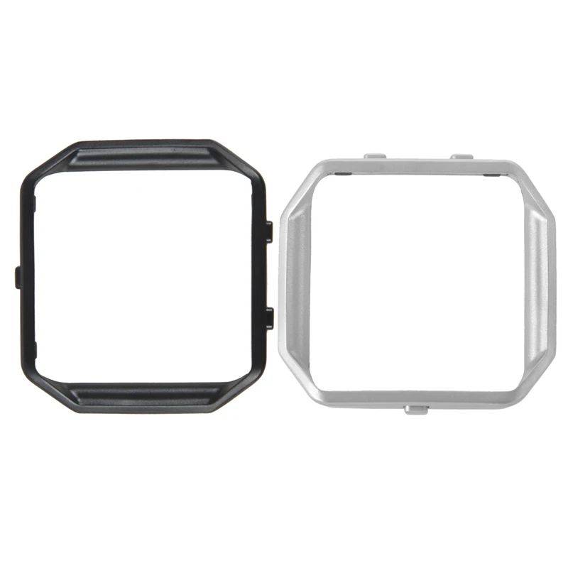 

2 Pcs Stainless Steel Metal Watch Frame Holder Shell for Fitbit Blaze Smart Watch, Silver & Black