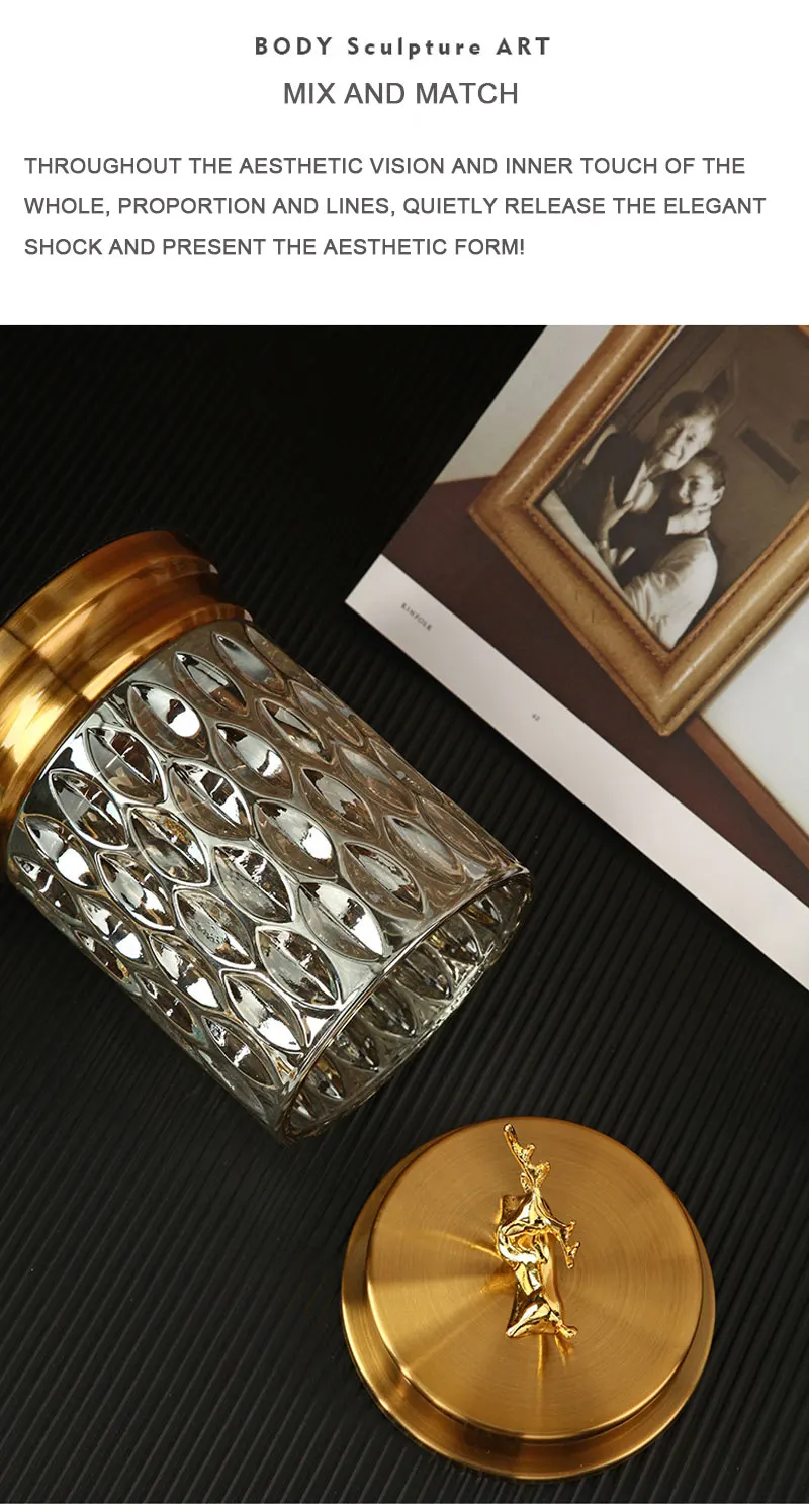 Nordic Glass Storage Jar With Lid Gold Diamond Spices Candy Jewelry Coffee Can Kitchen Organizer 1 - Pcs 15 Nordic Glass Storage Jar With Lid Gold Diamond Spices Candy Jewelry Coffee Can Kitchen Organizer 1 - Pcs