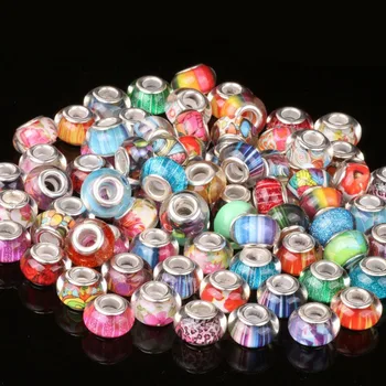 

20pcs Lampwork Random Mixed Big Hole (5mm) Loose Glass Beads for European Bracelet DIY Jewelry Making Bead Size 8*13mm