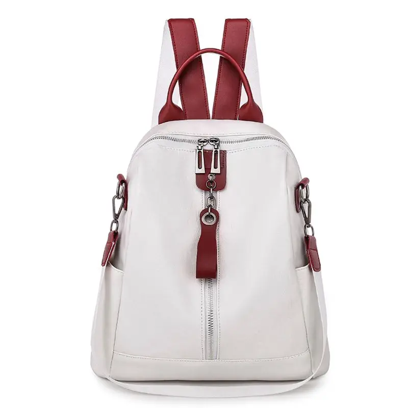 Женский кожаный рюкзак для девушек, Школьный Рюкзак Для Путешествий, сумка на плечо - Цвет: Белый