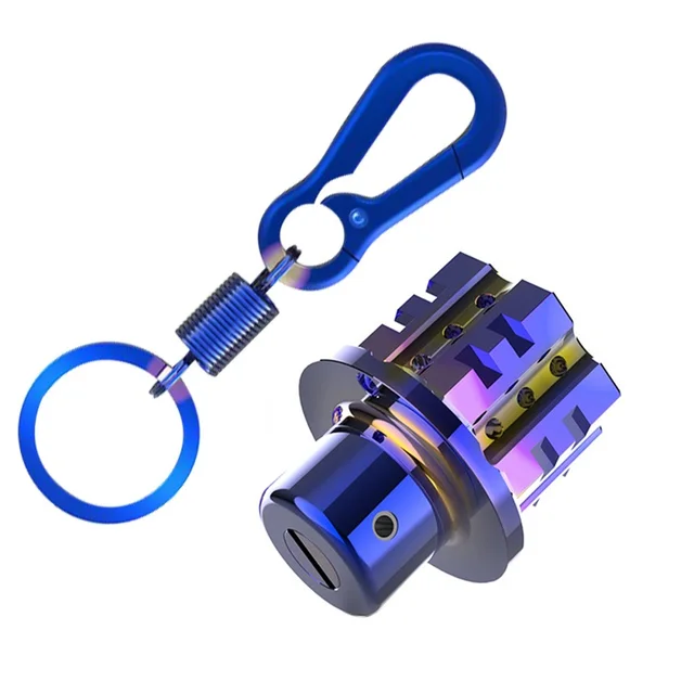 Universal Motorcycle Keychain Modified Key Cover CNC Key Bit Pentagonal Hexagon Key Head Cover Decorative Key Ring Car Accessory Titanium set 1