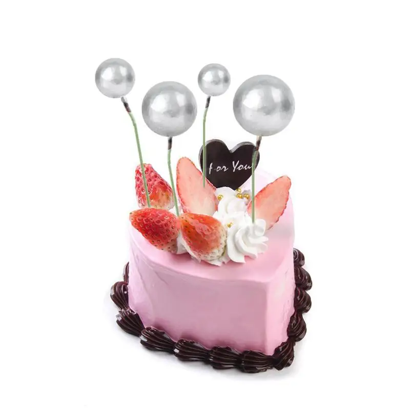 20Pcs Creative Round Ball Cake Topppers Simple Unique Shaped Cupcake Ornament Baking Decoration Accessories Party Supplies | Дом и сад
