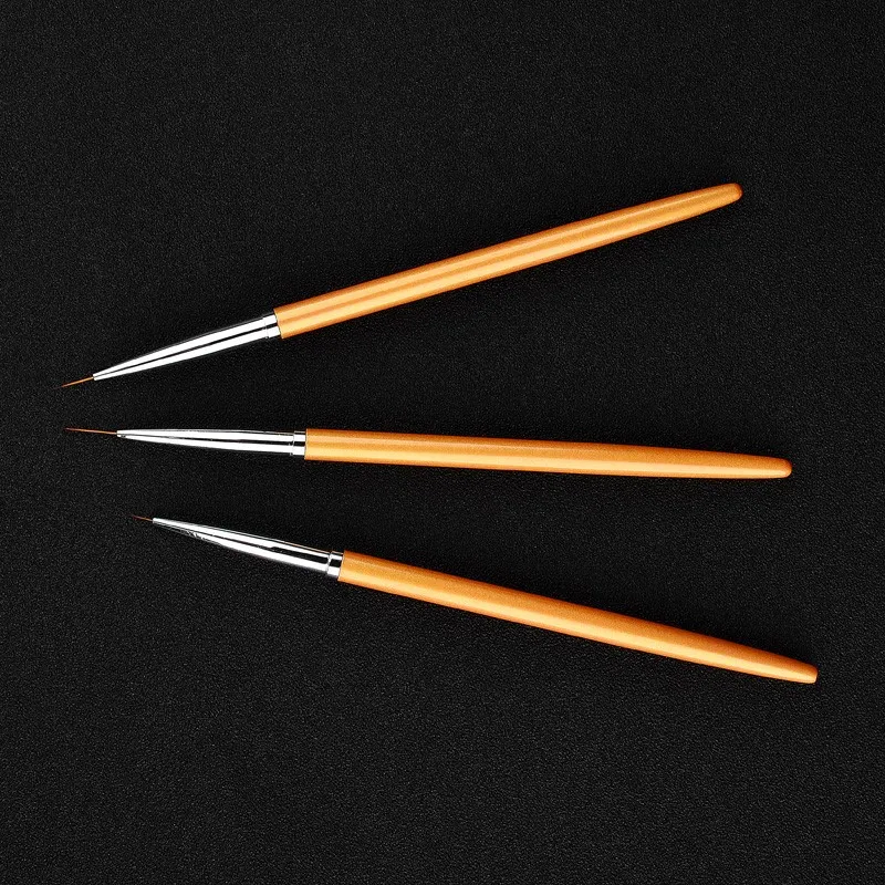 3Pcs/set Gold Nail Art Lines Painting Pen Brush Professional High Quality UV Gel Polish Tips 3D Design Manicure Drawing Tool Kit