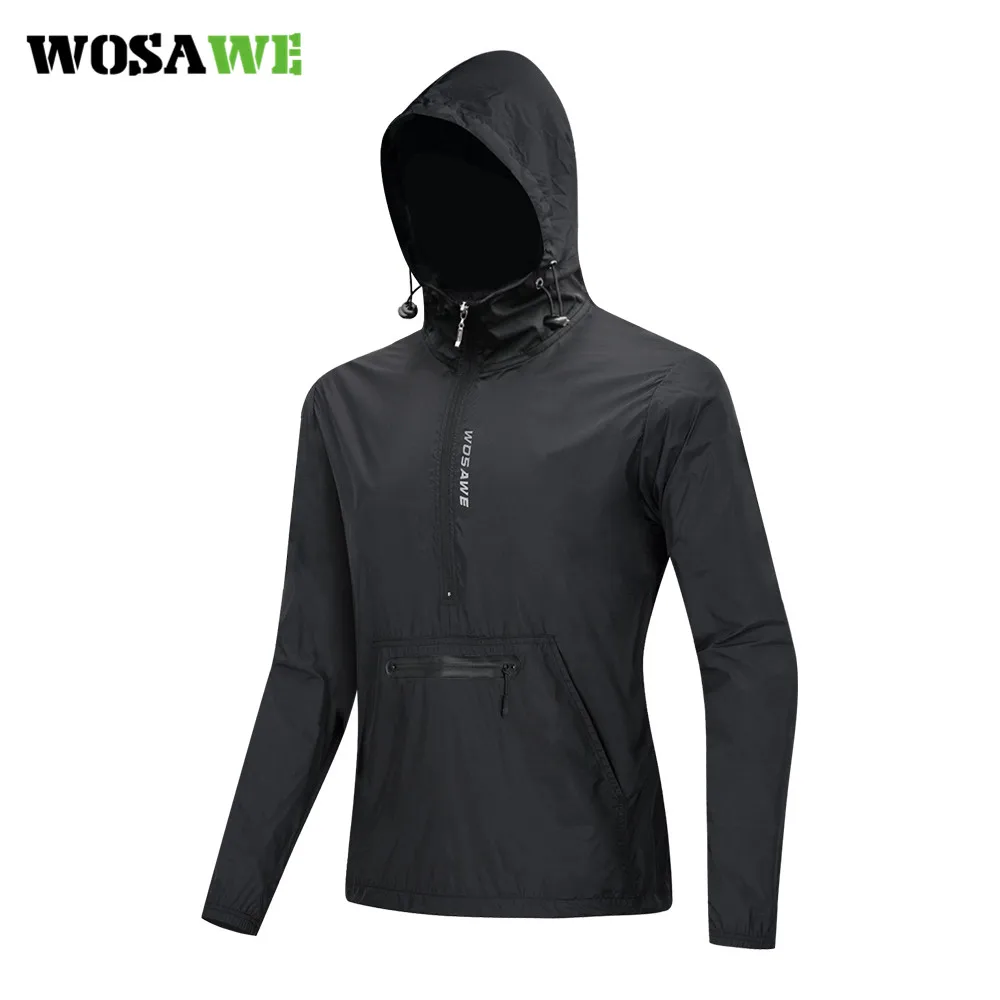 WOSAWE High Visibility Cycling Jackets Windbreaker Black Men Light