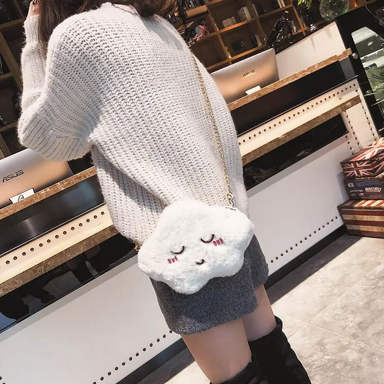 

Korean-style Cute Adorkable Plush Cloud Expression Shoulder Bag Students Soft Girl Shoulder Bag Chain Bag Phone Coin Purse