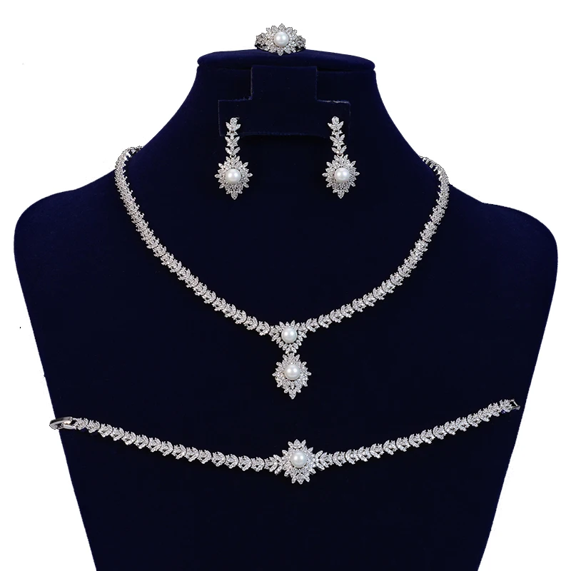 Набор украшений HADIYANA, модное простое роскошное ожерелье, серьги, кольцо, браслет, набор для женщин, вечерние, свадебные, CN1153, аксессуары для женщин