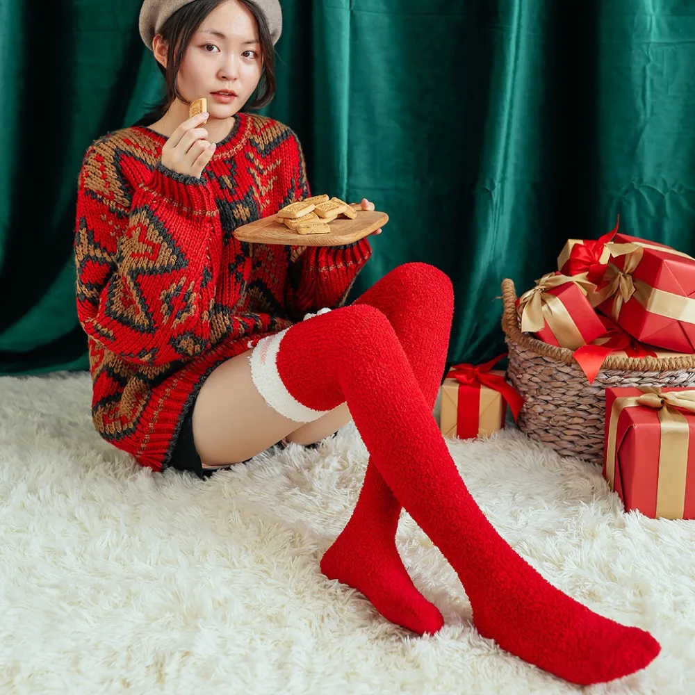Fashion Women Unisex Casual Christmas Printed Long stockings Socks for girl teens cycling winter  (21)