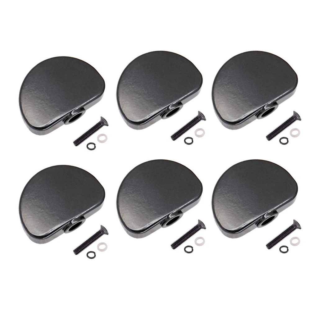 Lovoski 6x Tuning Peg Tuner Button Knobs Cap for Acoustic Guitar Black