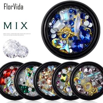 

6 Styles Shiny 3D Nail Art Decoration Gold Nail Art Alloy Color Rhinestones Nail Stones Colorful Tiny Nail Balls Beads