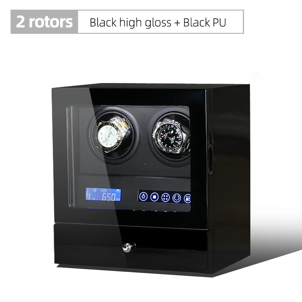 2R Black w Black Роскошные автоматические часы Winder коробка аксессуары часы Дисплей механические ротатор часы Uhrenbeweger для Для мужчин часы 2/4/6/9 слотов для карт - Цвет: 2R Black w Black