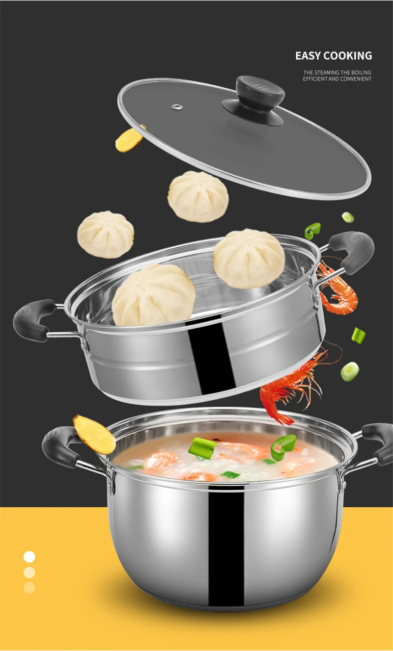 Stainless Steel Pot Small Steamer Double Thickening Cooking Dual-use Pot  One or Two Layer Soup Pot Stew Pot Steamer Pot Bamboo - AliExpress