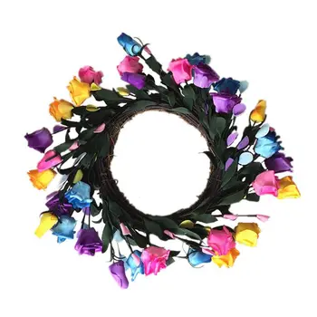 

Blue Rose Flowers Floral Wreath Classic Flowers for Home Room Garden Lintel Decoration,Front Door Decorations Hanging