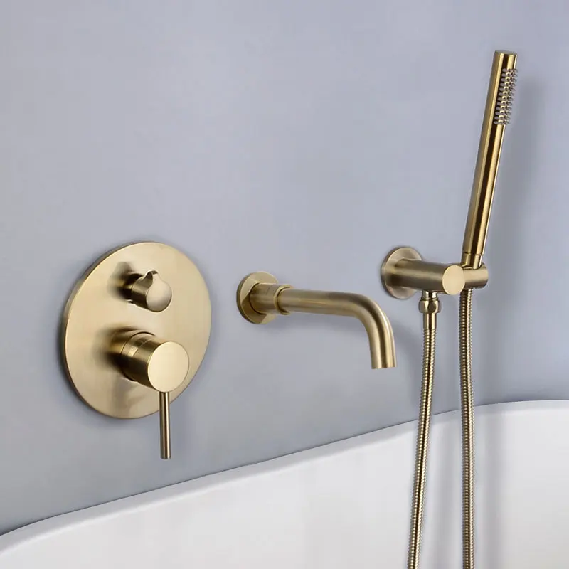 

Copper Brushed Gold Hot And Cold Faucet LADY'S Tub Edge Concealed Split Type Wall-in Tap LA1056