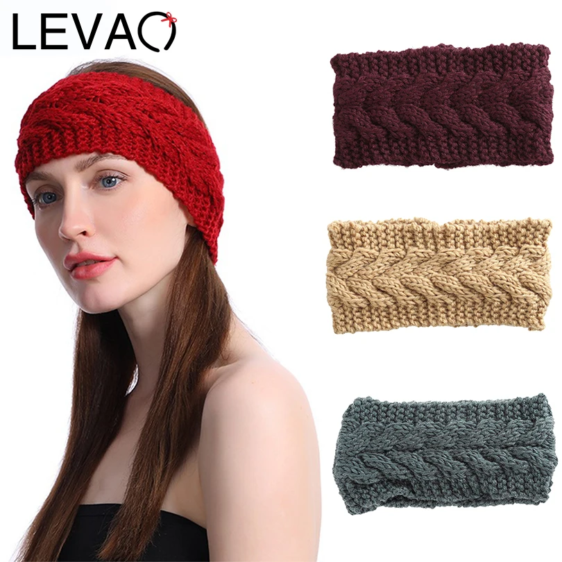 

LEVAO Fashion Autumn And Winter Models Knitted Headband Twisted Wool Warm Turban Solid Women Hairbands Girls Hair Accessories