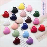 16Pcs/Lot High Quality Acrylic Color Button Children's Clothes Dress Knitted Sweater Pajama Buckle Heart-Shaped Love Decorative 1