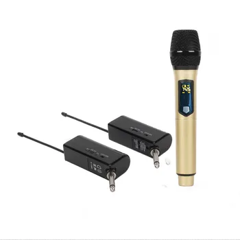 

UHF Wireless System Dynamic Handheld Microphone With Guitar Bass Transmitter Receiver Set Rechargable 1200mAh 30M 20 Channels