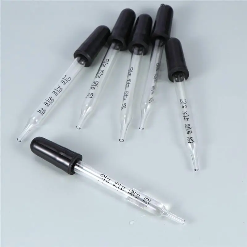 20pcs 1ml Straight Head Pipette Glass Droppers Graduated Glass Pipettes Lab Dropper Pipet with Scale Line Office Laboratory Tool