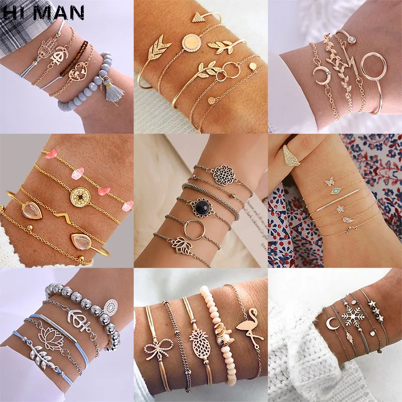 31 Style Boho Heart Initial Letters Infinity Evil Eyes Shell Crystal Beads Charm Jewelry Women Bracelets Fashion Tassel Links