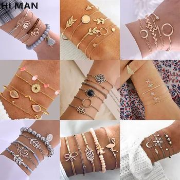 31 Style Boho Heart Initial Letters Infinity Evil Eyes Shell Crystal Beads Charm Jewelry Women Bracelets Fashion Tassel Links