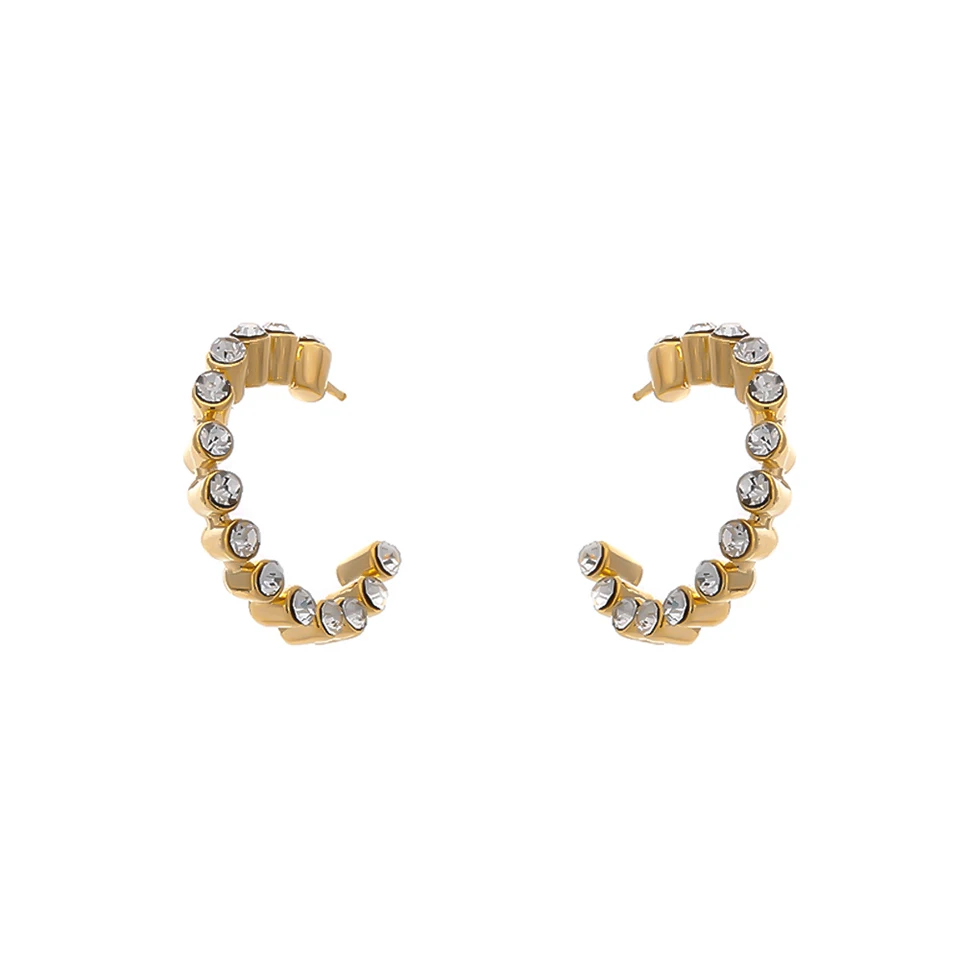 YMYW Statement Rhinestone Stud Earrings Gift Temperament Brand Vintage Fashion C-Design Earrings for Women Brincos Jewelry
