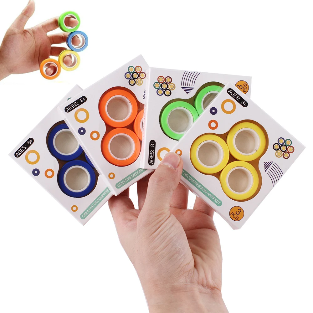3pc Fidget Toys Magnetic Bracelet Ring Unzip Toy Magic Ring Props Tools Anti Stress Figet Toys Stress Child