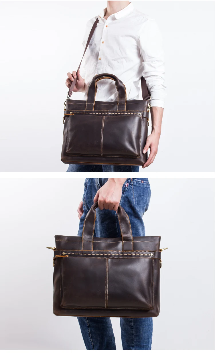 Мужские сумки из натуральной кожи, ручная работа, роскошная модная сумка, Ретро сумка, коричневая сумка, повседневный деловой мужской