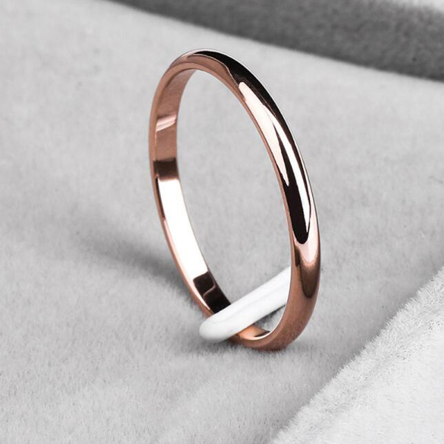 Titanium Steel Rose Gold Anti-allergy Smooth Simple Wedding Couples Rings Bijouterie for Man or Woman Gift Dropshipping
