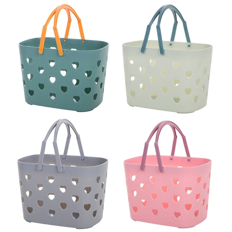 Portable Shower Caddy Tote Heart Shaped Hollow Plastic Storage Basket With Handle Box Organizer Bin For Bathroom Kitchen | Дом и сад