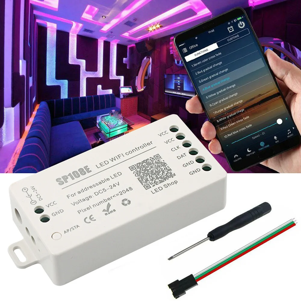 

SP108E LED Wifi Magic Controller WS2812B WS2813 WS2811 LED Strip Module Light Smart APP Wireless Control IOS/Android DC5-24V New