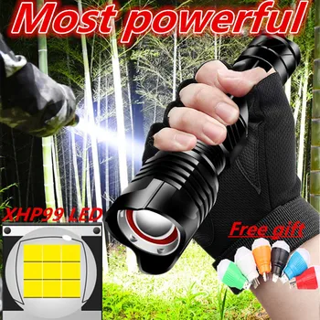 

900000 lm xhp99 most powerful led flashlight torch usb rechargeable tactical flashlights 26650 hand lamp for Camping Hunting