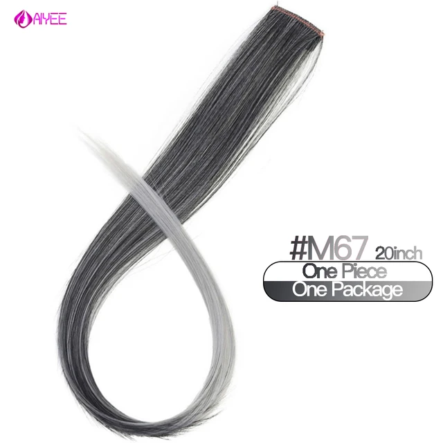 AIYEE Hair Extensions Pure RainBow Hairpiece Clip In Hair Piece Synthetic Long Straight Ombre Pink Red Rainbow Hair Piece 67