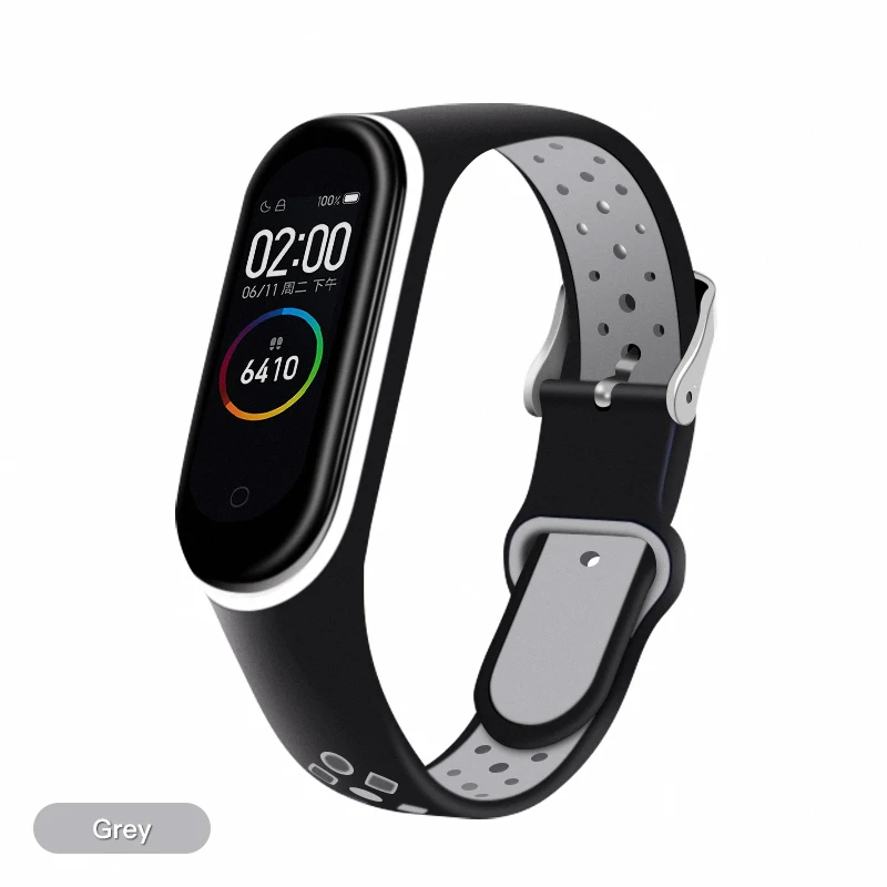 BAPICK силиконовый ремешок на запястье для Xiaomi mi Band 4 3 ремешок спортивный браслет для Xiaomi mi Band 4 3 mi band 4 3 ремешок аксессуары - Цвет: Grey