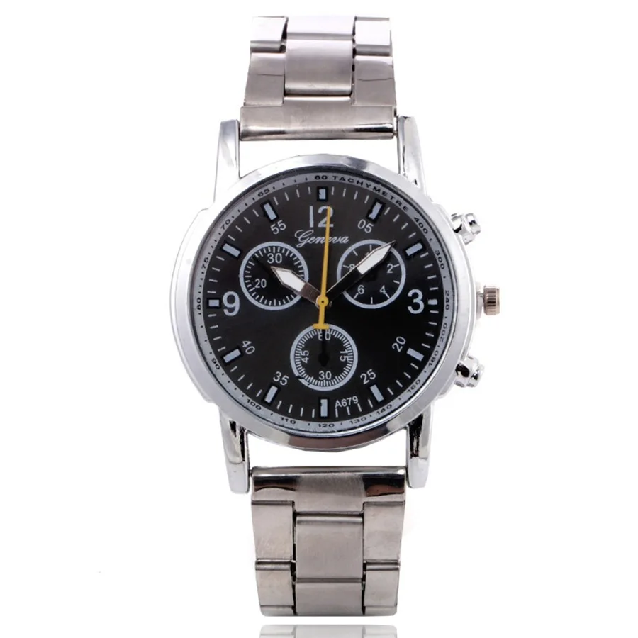 

New Style Trend Steel Belt Blueray Watch Quartz Men Women's Fashion Watches Three Eye with Numbers Measuring Alloy Watch