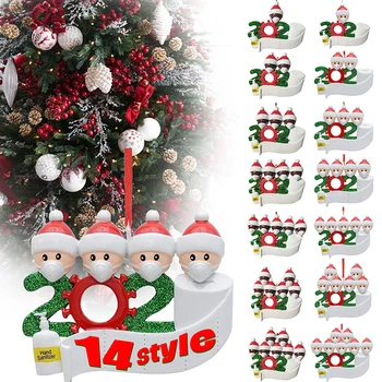 

2020 Christmas Ornament Personalized Survivor Family Resin Decorations Masked Christmas Tree Hanging Pendant