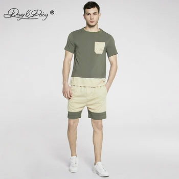 

DAVYDAISY Men Casual Two Pieces Tracksuit Set Summer EU Size T-Shirt+Shorts Sporting Suit Fashion Short Sleeve Suit MT005