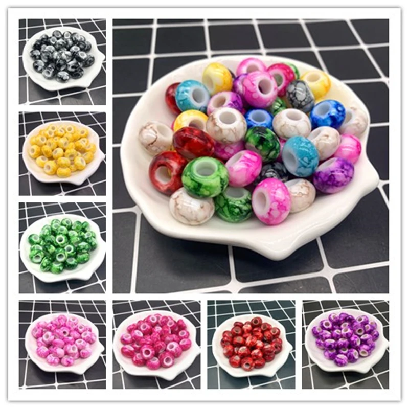 Fashewelry 50 Cuentas Europeas De Columna De Agujeros Grandes, Acero