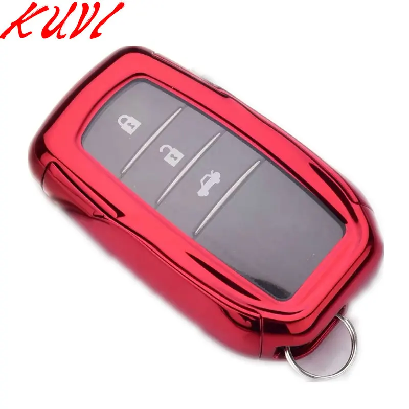 red Для Toyota Hilux Fortuner Land Cruiser Camry ТПУ Футляр для дистанционного ключа чехол держатель для кожи 3 кнопки - Название цвета: red