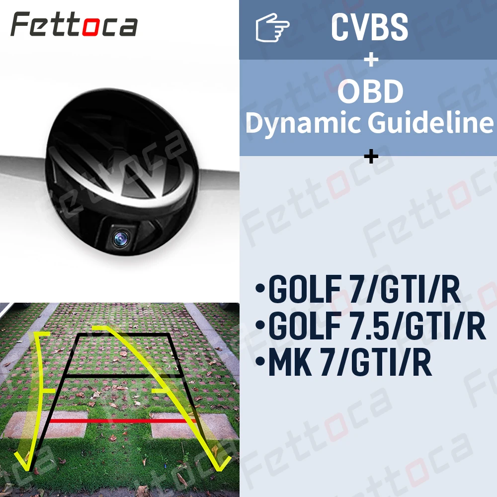 Fettoca для VW Знак логотипа умные флип-кейсы заднего вида Камера для VW Golf 5/6/7, MK6/MK7 Passat cc B6/B7/B8 Magotan жук - Название цвета: Golf 7 OBD Dynamic