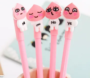 

100pcs/Lot Creative Peach Gel Pen Cartoon Stationery Wholesale 0.5mm Black Neutral Pen Writing Supplies GP183