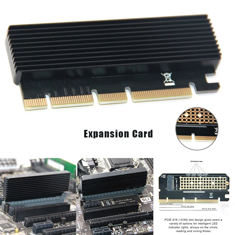 NVME адаптер M.2 к PCIE3.0 полный скорость x16x8x4 карты расширения MKEY Полный алюминиевый