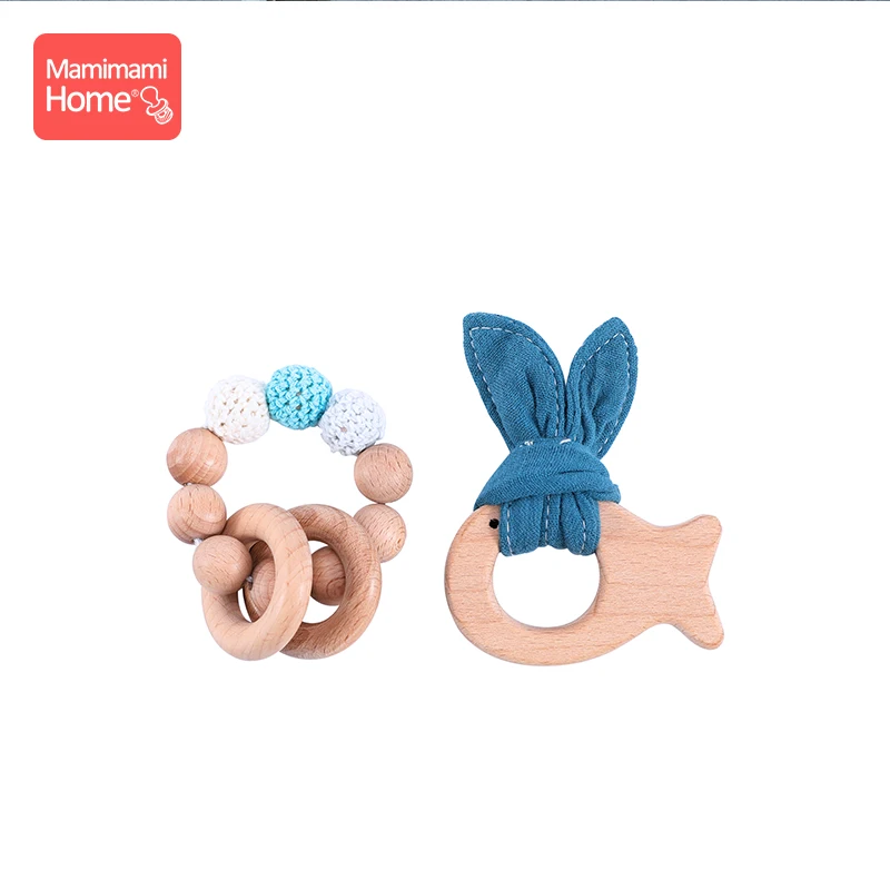 fish set 1 комплект, детское деревянное зубное кольцо для ребенка, браслеты с буковым грызуном, подвеска с животными, хлопковые нагрудники, игрушки, деревянные пустые детские товары, погремушка, игрушка - Цвет: fish set