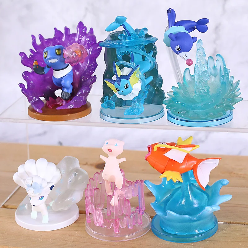 6 шт./компл. аниме Мультяшные Монстры галерея Mew Vulpix Popplio Groagunk Magikarp Vaoreon ПВХ игрушка