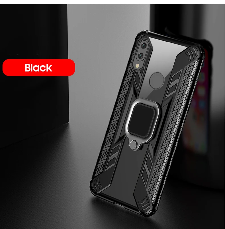 Черный Чехол для Red mi Note 8T 7 8 Pro для Xiaomi mi A3 Lite 9T 8 Lite mi 8 mi 9t CC9E CC9 магнитный автомобильный держатель Чехол Броня полное заднее покрытие - Цвет: Черный