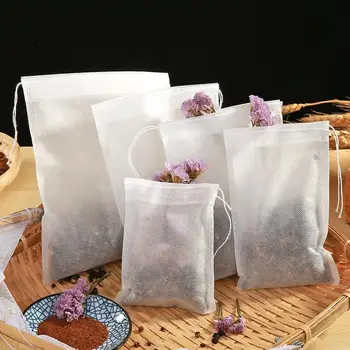 

50/100pcs Empty Scented Tea Bags Non-woven Drawstring Infuser Herb Loose Coffee Filter Pouch Tools Home Small Storage Bags