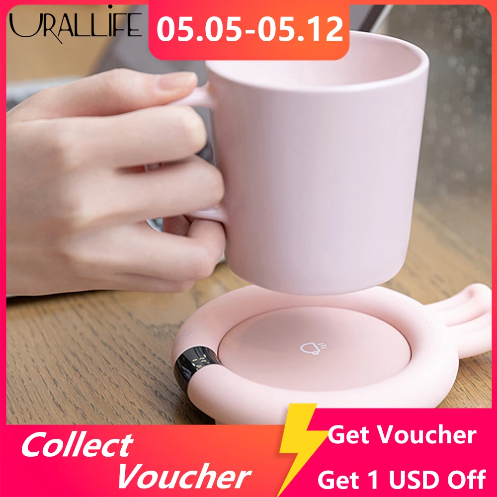 Urallife-posavasos de calefacción con Control táctil, Base de calor, aislamiento de café y leche, 3 niveles de ajuste, temperatura constante, uso doméstico